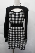 evelyn / チェックニットワンピース  黒ｘ白 S-25-12-06-046-LO-OP-AS-ZS