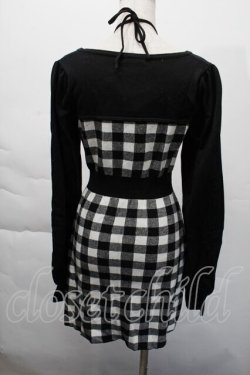 画像2: evelyn / チェックニットワンピース  黒ｘ白 S-25-12-06-046-LO-OP-AS-ZS