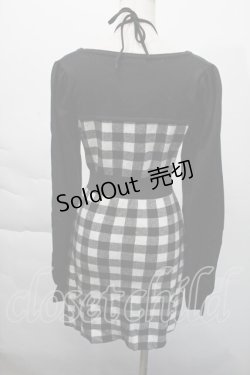 画像2: evelyn / チェックニットワンピース  黒ｘ白 S-25-12-06-046-LO-OP-AS-ZS