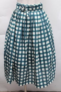 画像1: an another angelus / ハンドペイントギンガムチェックスカート  グリーン S-25-12-06-049-CA-SK-HR-ZS