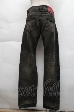画像2: ALGONQUINS / スカルデザインデニムパンツ  カーキ S-25-12-06-060-AL-PA-HR-ZS