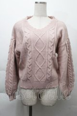 axes femme / バックレース装飾ニット  ピンク S-25-12-06-010-AX-TO-HR-ZS