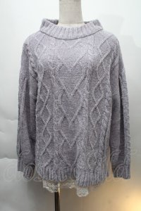 axes femme / 裾レースベロアモールニット  グレー S-25-12-06-012-AX-TO-HR-ZS