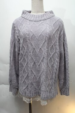 画像1: axes femme / 裾レースベロアモールニット  グレー S-25-12-06-012-AX-TO-HR-ZS