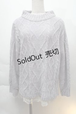 画像1: axes femme / 裾レースベロアモールニット  グレー S-25-12-06-012-AX-TO-HR-ZS