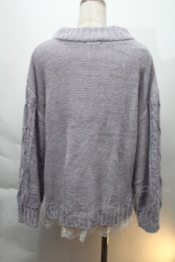 画像2: axes femme / 裾レースベロアモールニット  グレー S-25-12-06-012-AX-TO-HR-ZS