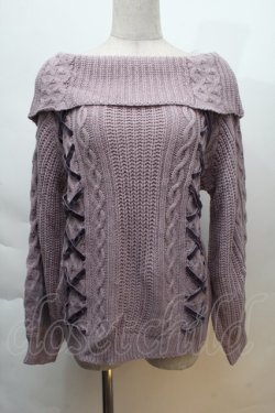 画像1: axes femme / 編み上げオフタートルニット  ラベンダー S-25-12-06-014-AX-TO-HR-ZS