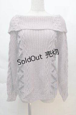画像1: axes femme / 編み上げオフタートルニット  ラベンダー S-25-12-06-014-AX-TO-HR-ZS