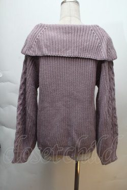 画像2: axes femme / 編み上げオフタートルニット  ラベンダー S-25-12-06-014-AX-TO-HR-ZS