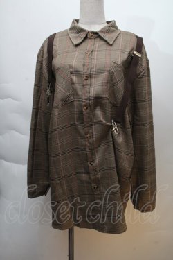 画像1: GOTHPUNKその他 / サス付きチェックシャツ  ブラウン S-25-12-06-017-GO-BL-HR-ZS