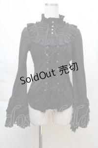 Ozz oneste / ヨーク襟姫袖トップス  黒 S-25-12-06-020-OO-BL-HR-ZS