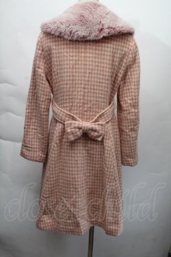 画像2: Emily Temple cute / 千鳥柄ファー襟コート  ピンク S-25-12-06-027-ET-CO-AS-ZS