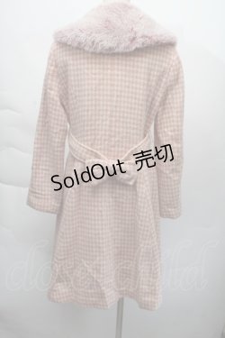 画像2: Emily Temple cute / 千鳥柄ファー襟コート  ピンク S-25-12-06-027-ET-CO-AS-ZS