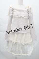 axes femme / シフォン切替ニットワンピース  ピンクｘオフ S-25-12-06-031-AX-OP-HR-ZS