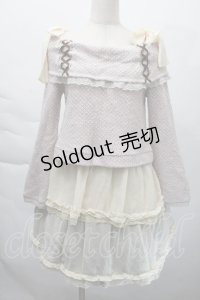 axes femme / シフォン切替ニットワンピース  ピンクｘオフ S-25-12-06-031-AX-OP-HR-ZS