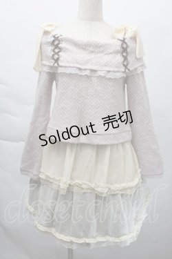 画像1: axes femme / シフォン切替ニットワンピース  ピンクｘオフ S-25-12-06-031-AX-OP-HR-ZS