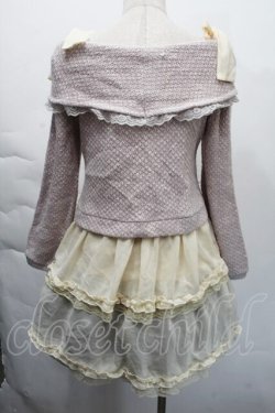 画像2: axes femme / シフォン切替ニットワンピース  ピンクｘオフ S-25-12-06-031-AX-OP-HR-ZS