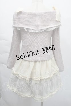 画像2: axes femme / シフォン切替ニットワンピース  ピンクｘオフ S-25-12-06-031-AX-OP-HR-ZS