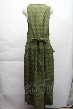 画像2: KANEKO ISAO / 矢絣和柄ノースリーブワンピース  グリーン S-25-12-06-034-EL-SK-HR-ZS
