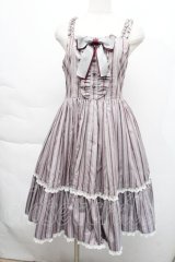 metamorphose / レジメンタルストライプジャンパースカート  グレー S-25-12-06-036-ME-OP-HR-ZS