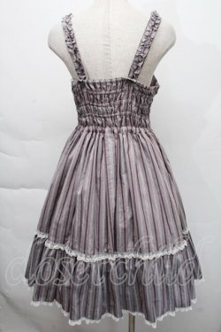 画像3: metamorphose / レジメンタルストライプジャンパースカート  グレー S-25-12-06-036-ME-OP-HR-ZS