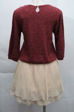 画像2: axes femme / シフォン切替ニットワンピース  エンジｘオフ S-25-12-06-038-AX-OP-HR-ZS