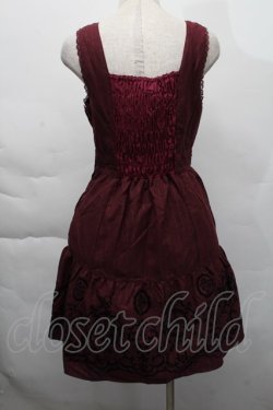 画像2: axes femme / 先染めパネルフロッキーワンピース  ワイン S-25-12-06-039-AX-OP-AS-ZS