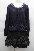 axes femme / カーディガン重ね着風ワンピース  紺ｘ黒 S-25-12-06-040-AX-BL-HR-ZS