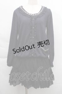 axes femme / カーディガン重ね着風ワンピース  紺ｘ黒 S-25-12-06-040-AX-BL-HR-ZS