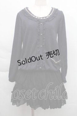 画像1: axes femme / カーディガン重ね着風ワンピース  紺ｘ黒 S-25-12-06-040-AX-BL-HR-ZS