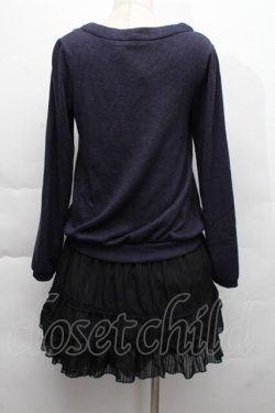 画像2: axes femme / カーディガン重ね着風ワンピース  紺ｘ黒 S-25-12-06-040-AX-BL-HR-ZS