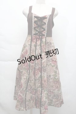 画像1: axes femme / ゴブラン柄ワンピース  ピンクベージュ S-25-12-06-041-AX-OP-HR-ZS