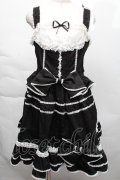 LOLITA / リボンレースジャンパースカート XL 黒ｘ白 S-25-12-06-043-LO-BL-HR-ZS