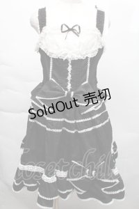 LOLITA / リボンレースジャンパースカート XL 黒ｘ白 S-25-12-06-043-LO-BL-HR-ZS