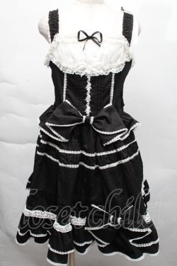 画像1: LOLITA / リボンレースジャンパースカート XL 黒ｘ白 S-25-12-06-043-LO-BL-HR-ZS