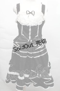画像1: LOLITA / リボンレースジャンパースカート XL 黒ｘ白 S-25-12-06-043-LO-BL-HR-ZS