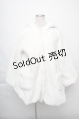 To Alice / ドットリボンもこもこうさ耳コート  白 S-25-12-07-046-LO-CO-HR-ZS