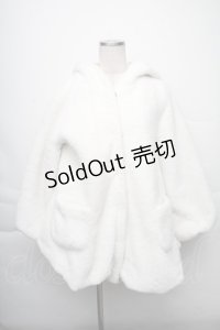 To Alice / ドットリボンもこもこうさ耳コート  白 S-25-12-07-046-LO-CO-HR-ZS