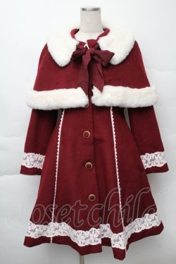 画像1: axes femme kawaii / ケープ付きバッスルコート  ボルドー S-25-12-07-053-AX-CO-HR-ZS