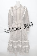Hoshibako Works / テディ・エトワール　フリルヨークチェックワンピース  ブラウン S-25-12-07-054-LO-OP-AS-ZS