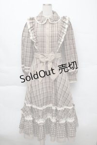 Hoshibako Works / テディ・エトワール　フリルヨークチェックワンピース  ブラウン S-25-12-07-054-LO-OP-AS-ZS