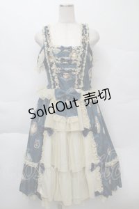 metamorphose / 【プラスサイズ】Vintage cameo チュールフリルリボンdress  アンティークブルー S-25-12-07-060-ME-OP-HR-ZS