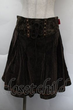 画像1: Ozz oneste / コーデュストライプスカート  ブラウン S-25-12-07-062-OO-SK-ET-ZS