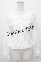 BABY,THE STARS SHINE BRIGHT / 小さな子猫の魔女さんブラウス  白×ピンク S-25-12-07-022-BA-BL-HR-ZS