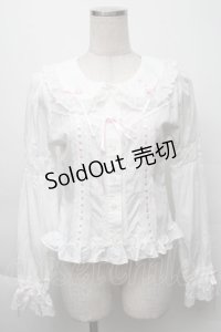 BABY,THE STARS SHINE BRIGHT / 小さな子猫の魔女さんブラウス  白×ピンク S-25-12-07-022-BA-BL-HR-ZS