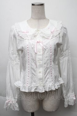 画像1: BABY,THE STARS SHINE BRIGHT / 小さな子猫の魔女さんブラウス  白×ピンク S-25-12-07-022-BA-BL-HR-ZS