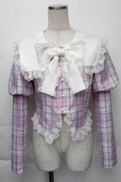 画像1: Ank Rouge / チェックプリンセススリーブトップス  ピンク S-25-12-07-027-CA-TO-HR-ZS