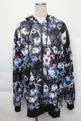 NieR Clothing / 裏ボア総柄ZIPパーカー  黒 S-25-12-07-034-PU-TO-KB-ZS