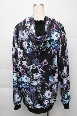 画像2: NieR Clothing / 裏ボア総柄ZIPパーカー  黒 S-25-12-07-034-PU-TO-KB-ZS