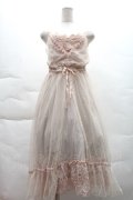 axes femme / チュールレース重ねキャミワンピース M アワピンク S-25-12-08-040-AX-OP-HR-ZS